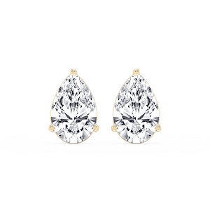 Pear Lab Grown Diamond Three Prong Basket Threaded Stud Earrings