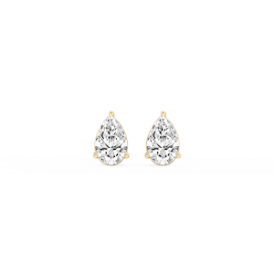 Pear Lab Grown Diamond Three Prong Basket Threaded Stud Earrings