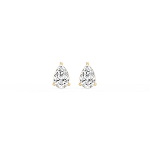 Pear Lab Grown Diamond Three Prong Basket Threaded Stud Earrings