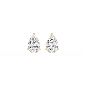 Pear Lab Grown Diamond Three Prong Basket Threaded Stud Earrings