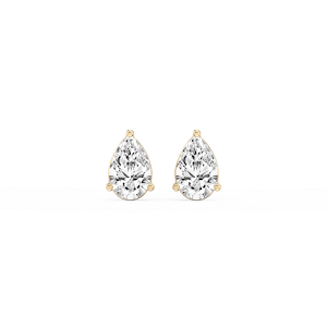 Pear Lab Grown Diamond Three Prong Basket Threaded Stud Earrings