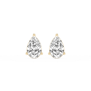 Pear Lab Grown Diamond Three Prong Basket Threaded Stud Earrings