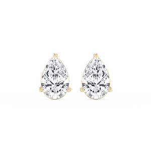 Pear Lab Grown Diamond Three Prong Basket Threaded Stud Earrings