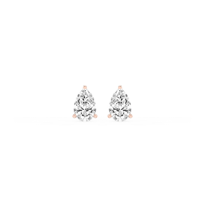 Pear Lab Grown Diamond Classic Three Prong Martini Threaded Back Stud Earrings
