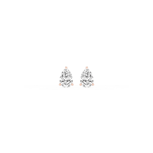 Pear Lab Grown Diamond Classic Three Prong Martini Threaded Back Stud Earrings