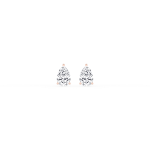 Pear Lab Grown Diamond Classic Three Prong Martini Threaded Back Stud Earrings