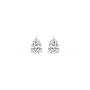 Pear Lab Grown Diamond Classic Three Prong Martini Threaded Back Stud Earrings