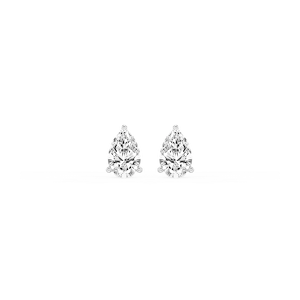 Pear Lab Grown Diamond Classic Three Prong Martini Threaded Back Stud Earrings