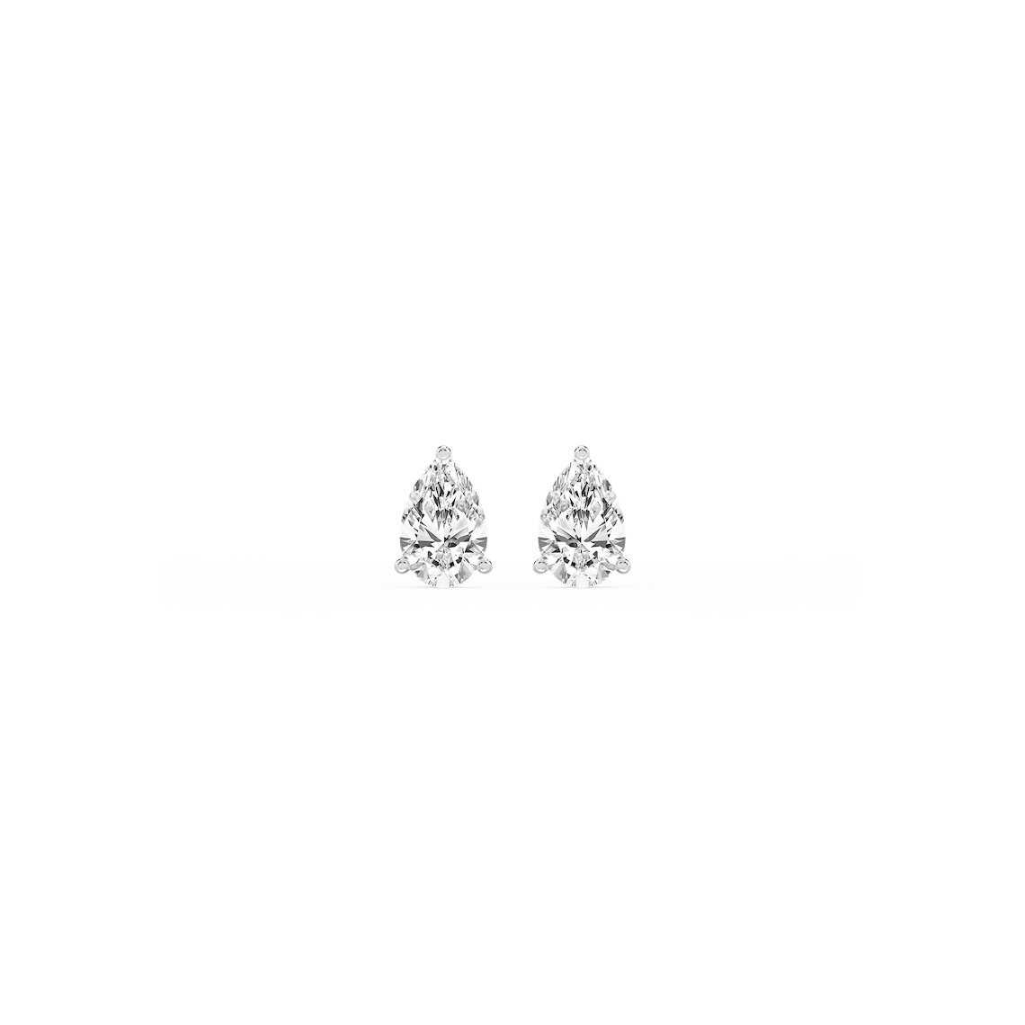 Pear Lab Grown Diamond Classic Three Prong Martini Threaded Back Stud Earrings