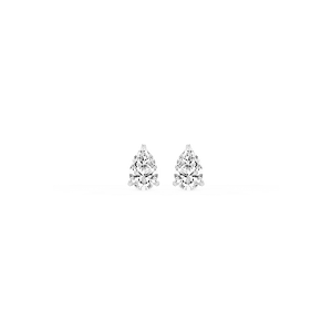 Pear Lab Grown Diamond Classic Three Prong Martini Threaded Back Stud Earrings