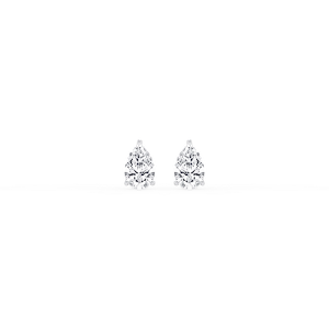 Pear Lab Grown Diamond Classic Three Prong Martini Threaded Back Stud Earrings