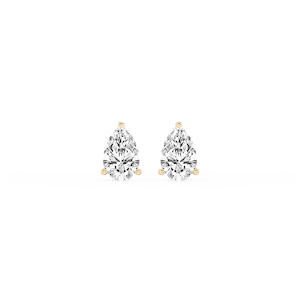 Pear Lab Grown Diamond Classic Three Prong Martini Threaded Back Stud Earrings