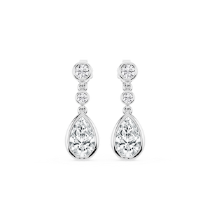 2 ¼ ctw Pear Lab Grown Diamond Three Stone Drop Earrings