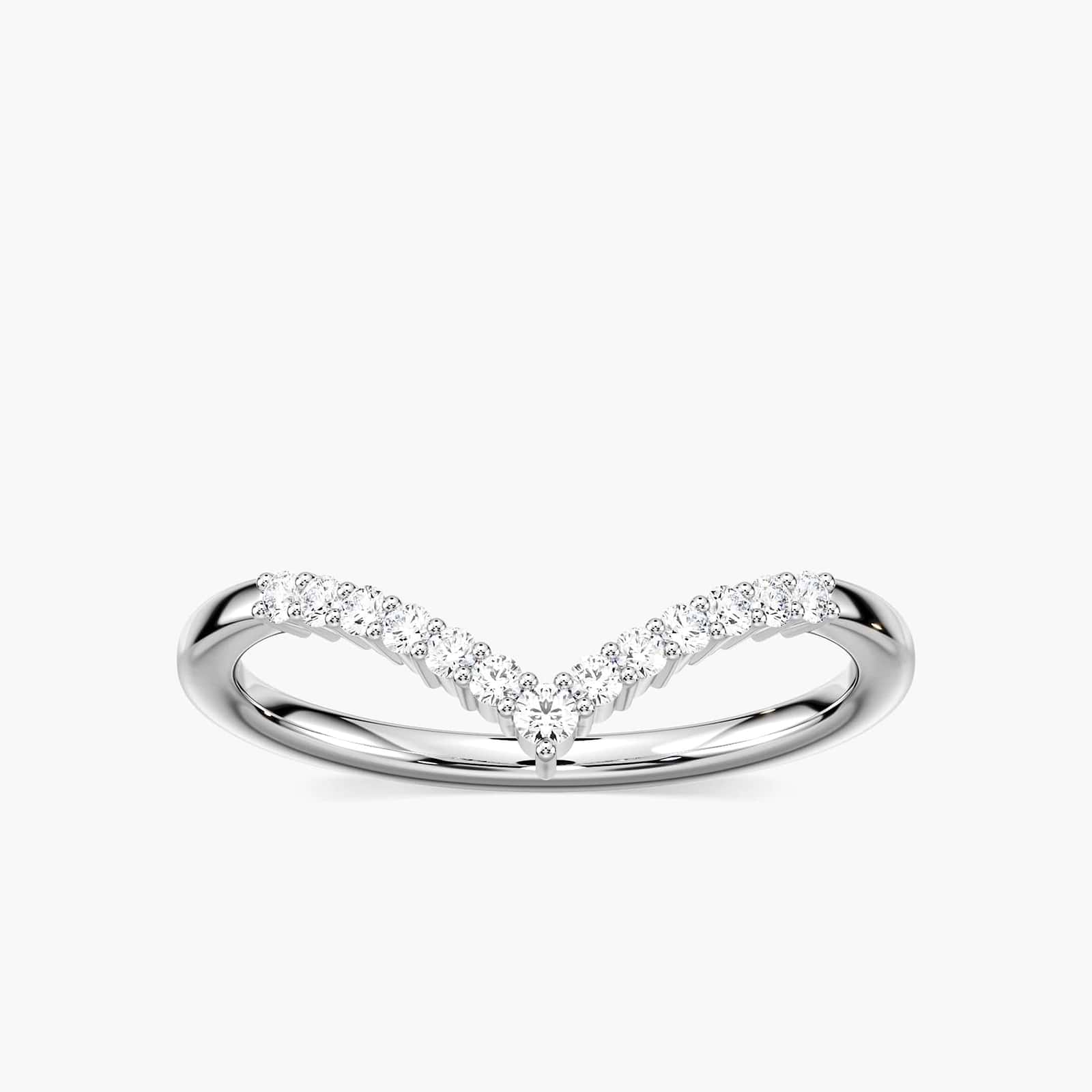 Penelope V shaped wedding band with accenting diamonds in recycled 14K rose gold | Penelope V shaped wedding band accenting diamonds recycled 14K rose gold