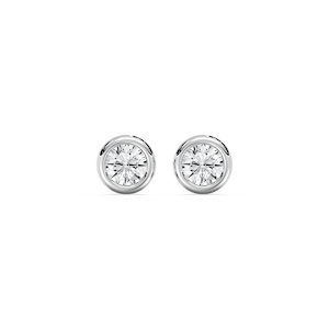 Round Lab Grown Diamond Petite Three Prong Martini Bezel Stud Earrings