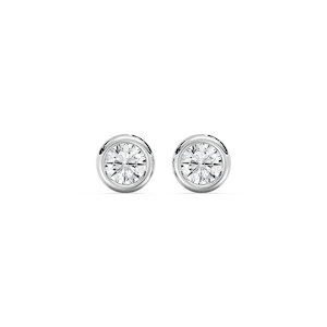 Round Lab Grown Diamond Petite Three Prong Martini Bezel Stud Earrings