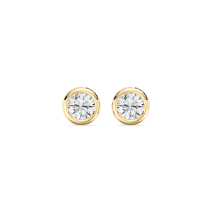 Round Lab Grown Diamond Petite Three Prong Martini Bezel Stud Earrings