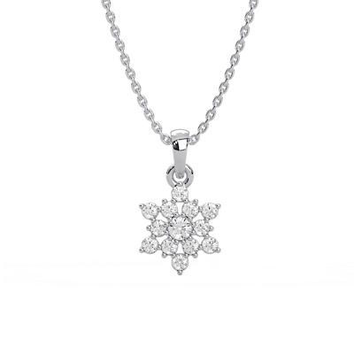 1/4 ctw Round Lab Grown Diamond Petite Snowflake Pendant  - 18 Inches