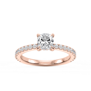 Presley Cushion Lab Grown Diamond Claw Prong Hidden Halo Engagement Ring