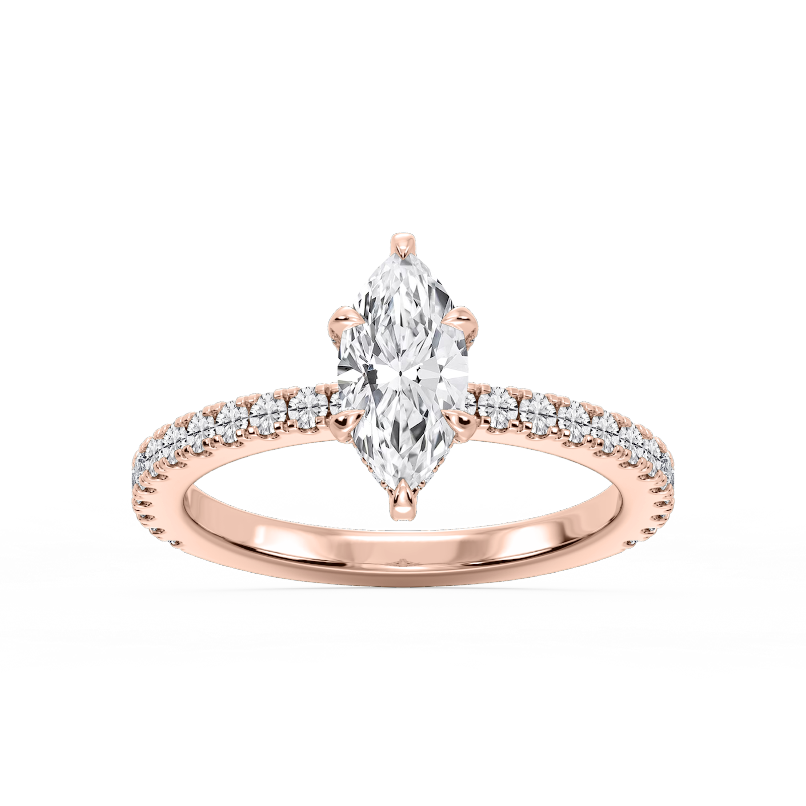 Presley Marquise Lab Grown Diamond Claw Prong Hidden Halo Engagement Ring