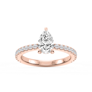 Presley Pear Lab Grown Diamond Claw Prong Hidden Halo Engagement Ring