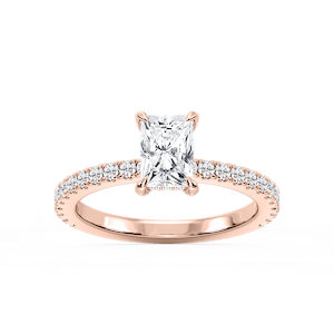 Presley Radiant Lab Grown Diamond Claw Prong Hidden Halo Engagement Ring