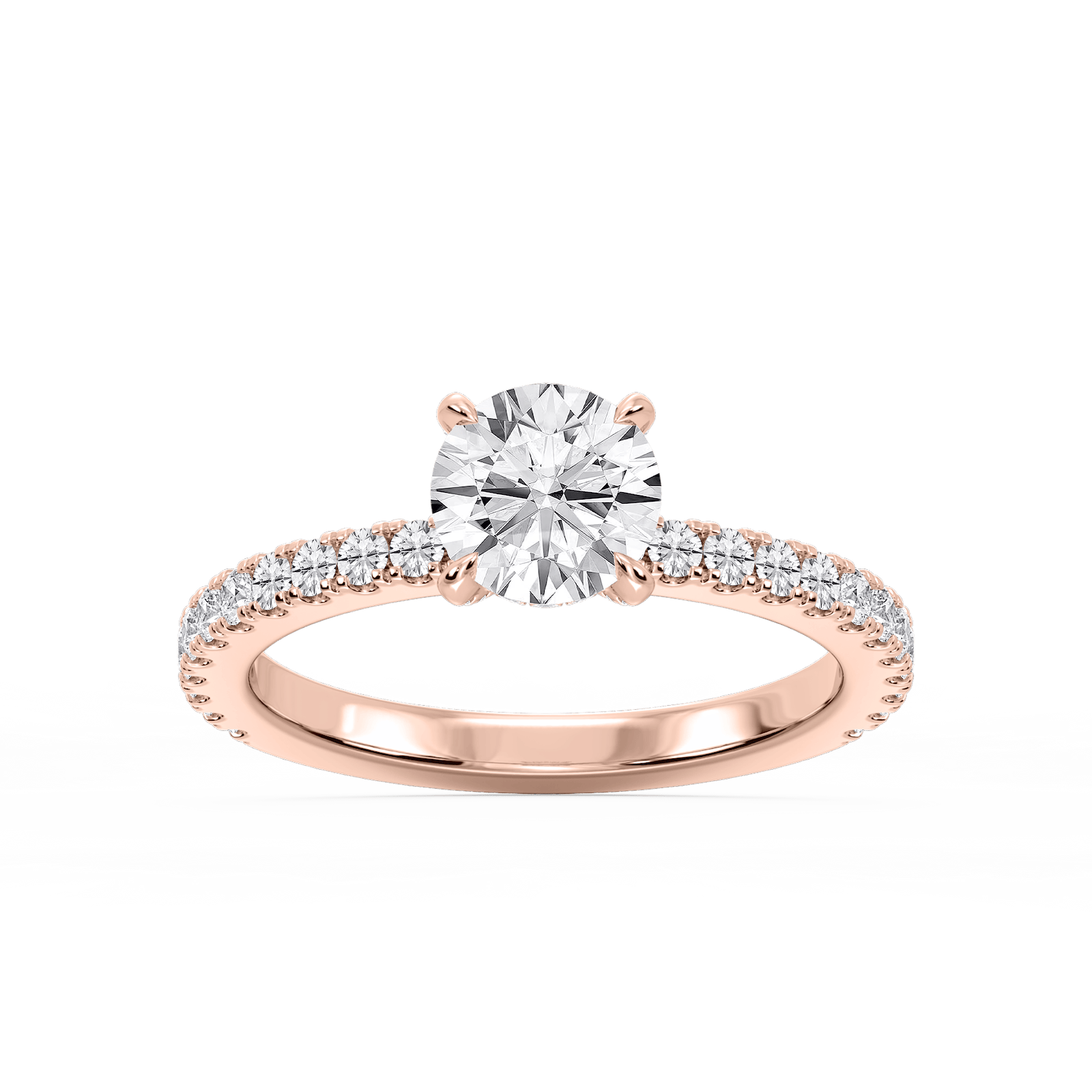 Presley Round Lab Grown Diamond Claw Prong Hidden Halo Engagement Ring