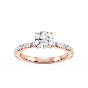Presley Round Lab Grown Diamond Claw Prong Hidden Halo Engagement Ring