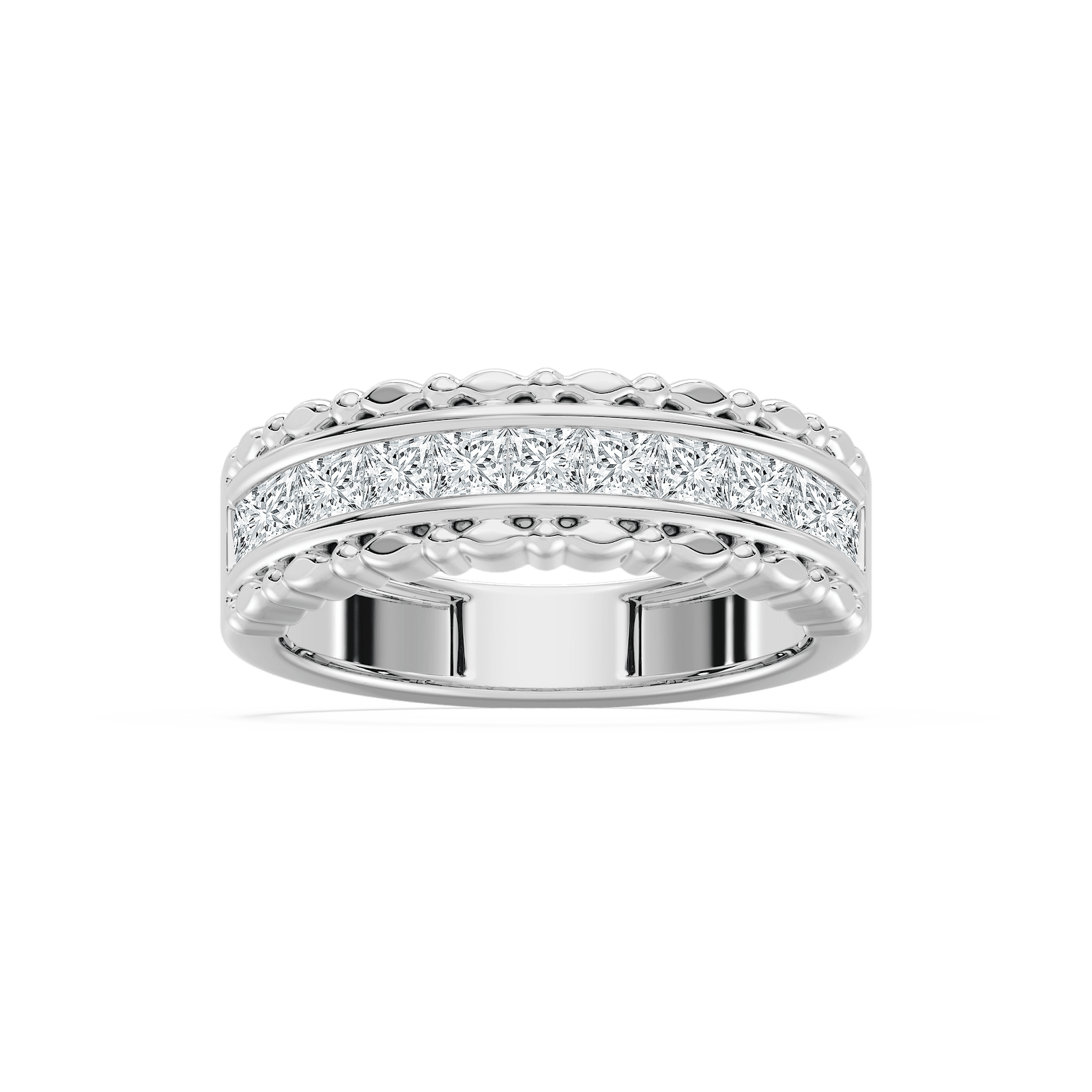 Princess-Cut Eleven-Stone Channel Band in Rose Gold