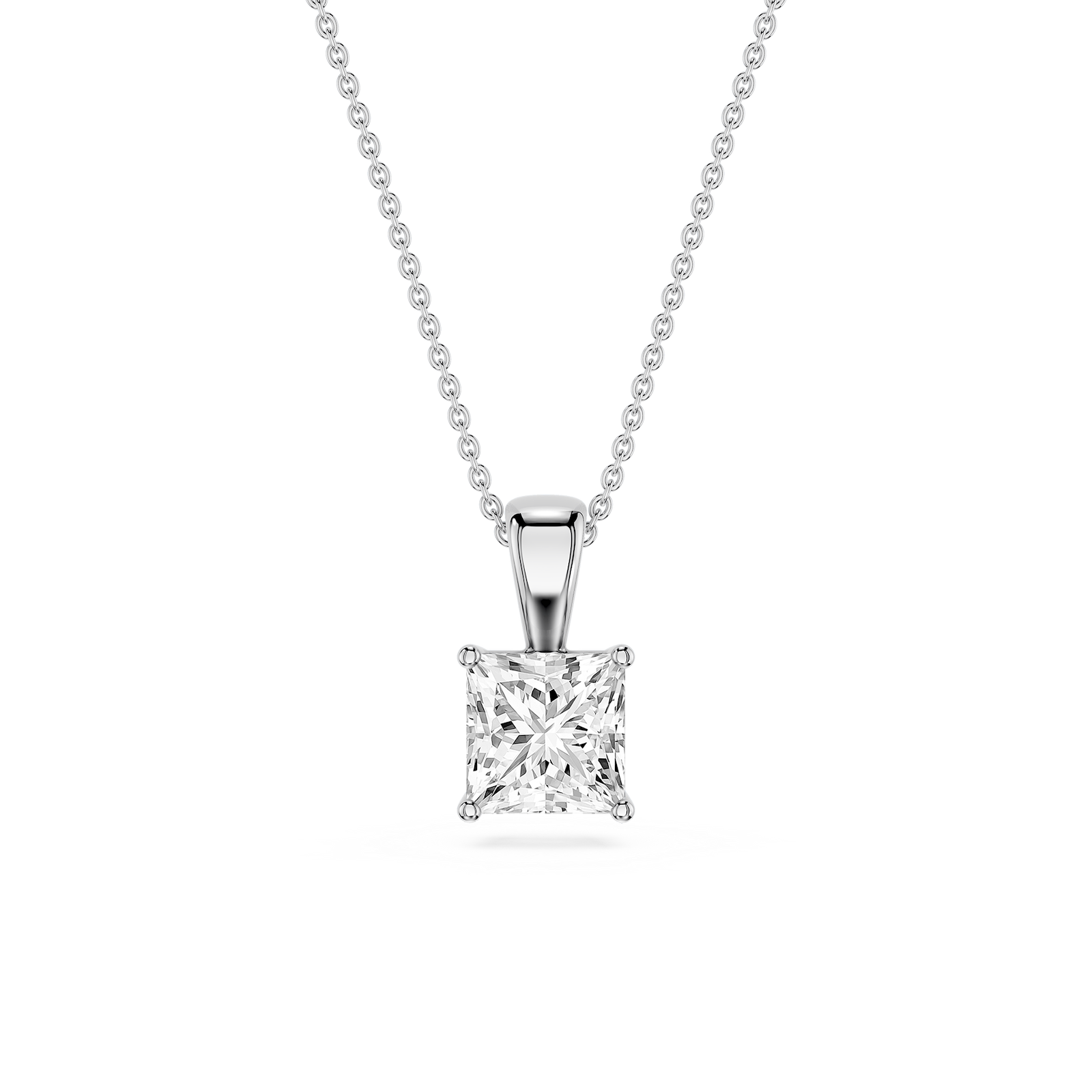Princess Lab Grown Diamond 4-Prong Single Bail Pendant - 16 to 18 Inches