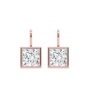 Princess Lab Grown Diamond Bezel Drop Earrings