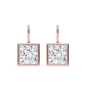 Princess Lab Grown Diamond Bezel Drop Earrings