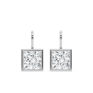 Princess Lab Grown Diamond Bezel Drop Earrings