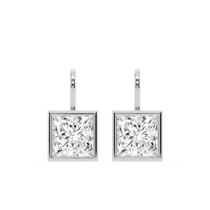 Princess Lab Grown Diamond Bezel Drop Earrings