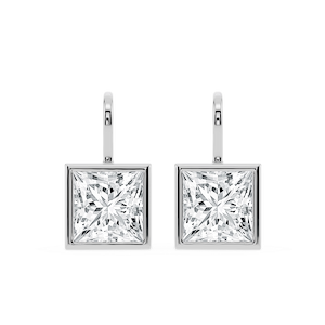 Princess Lab Grown Diamond Bezel Drop Earrings