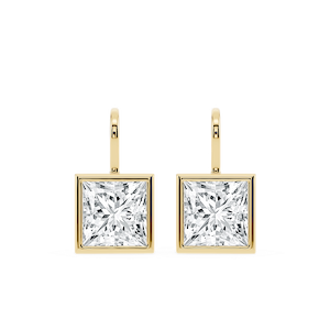 Princess Lab Grown Diamond Bezel Drop Earrings