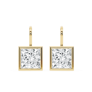 Princess Lab Grown Diamond Bezel Drop Earrings