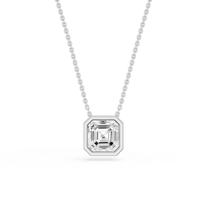 Princess Lab Grown Diamond Bezel Solitaire Slide Pendant - 16 to 18 Inches