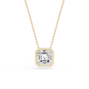 Princess Lab Grown Diamond Bezel Solitaire Slide Pendant - 16 to 18 Inches