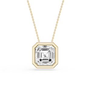 Princess Lab Grown Diamond Bezel Solitaire Slide Pendant - 16 to 18 Inches