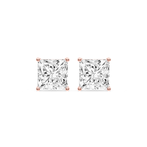 Princess Certified Lab Grown Diamond Classic Four Prong Guardian Back Stud Earrings