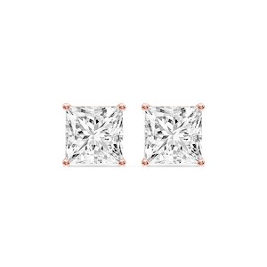 Princess Certified Lab Grown Diamond Classic Four Prong Guardian Back Stud Earrings