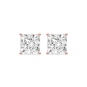 Princess Certified Lab Grown Diamond Classic Four Prong Guardian Back Stud Earrings