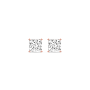 Princess Certified Lab Grown Diamond Classic Four Prong Guardian Back Stud Earrings