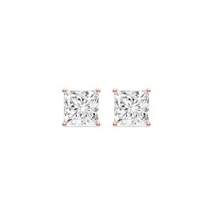 Princess Certified Lab Grown Diamond Classic Four Prong Guardian Back Stud Earrings