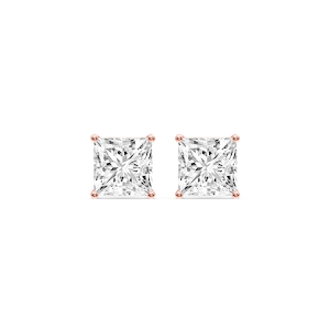 Princess Certified Lab Grown Diamond Classic Four Prong Guardian Back Stud Earrings