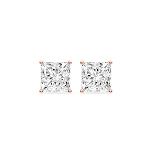 Princess Certified Lab Grown Diamond Classic Four Prong Guardian Back Stud Earrings