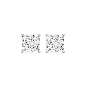 Princess Certified Lab Grown Diamond Classic Four Prong Guardian Back Stud Earrings