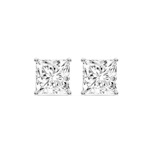 Princess Certified Lab Grown Diamond Classic Four Prong Guardian Back Stud Earrings