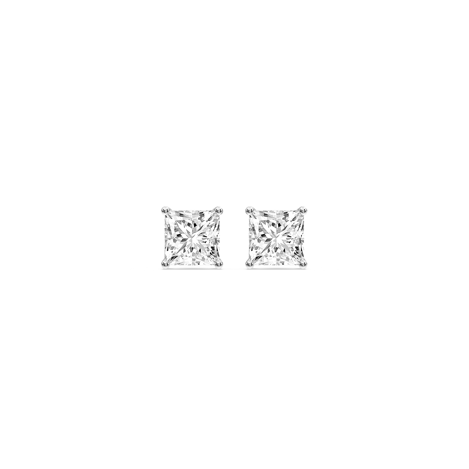 Princess Certified Lab Grown Diamond Classic Four Prong Guardian Back Stud Earrings